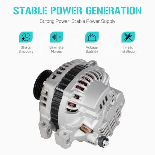 New Alternator Fit for Honda CR-V 2.4 2.4L 2002 2003 2004 2005 2006, Fit for Acura RSX 2.0 2.0L 2002 2003 2004 2005 2006, Replace for 90-27-3315N, 90-27-3315, 1-2530-01MI, 31100-PND-004