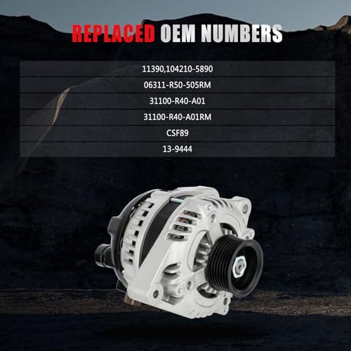 GDSMOTU New Alternator Compatible for Honda for Accord 2.4L 2008-2012 for Acura for TSX 2.4L 2011-2013, 130Amp/12Volt High Output Alternator Replaces 31100-R40-A01RM 104210-5890