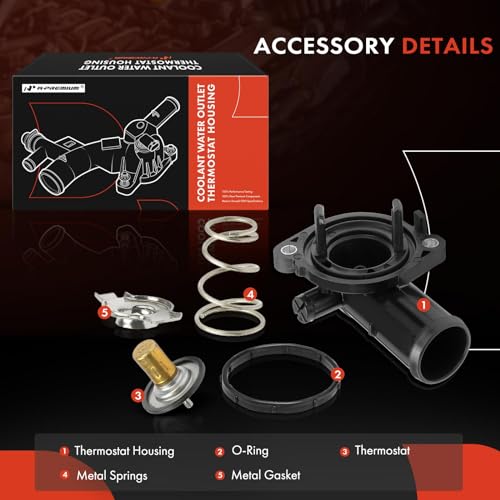 A-Premium Engine Coolant Thermostat Housing Assembly with Gasket Compatible with Jeep Cherokee & Dodge Grand Caravan, Journey, Avenger & Chrysler Town & Country, 200 & Volkswagen Routan & Ram