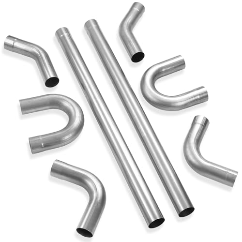 LCGP 2.5 Inch DIY Custom Exhaust Pipe Mild Steel Elbow Straight Pipe U-Shaped Pipe 8 Pcs