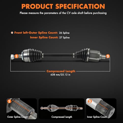Front Left CV Axle Shaft Assembly for 2016-2020 for Honda for Civic L4 2.0L