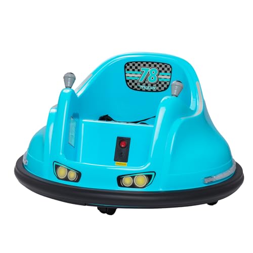Flybar FunPark 6V Bumper Car – 360° Electric Ride-On Toy with LED Lights, Safety Seat Belt, Soft Bumpers – Indoor & Outdoor Bumper Car for Kids Ages 1.5-4 Years, Supports Up to 66 lbs (No Remote)