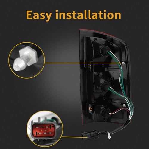MiKaFex Tail Light Assembly Compatible with 2002-2006 Dodge Ram 1500 2003-2006 Dodge Ram 2500 3500 Pickup Driver and Passenger Side Taillights Rear Brake Lamps with Bulb Inside and Wiring Harness