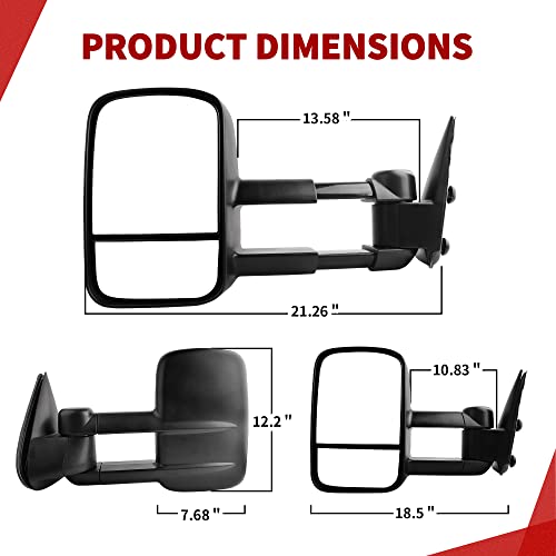 YITAMOTOR Towing Mirrors Compatible with Chevy GMC 1999-2006 Silverado Sierra (2007 Classic Only), 2000-2006 Chevy Suburban 1500 2500 GMC Yukon XL Truck, Side Tow Mirror