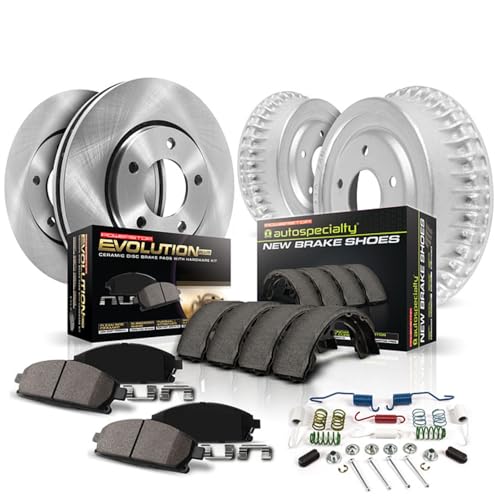 Power Stop KOE15231DK Autospecialty Front and Rear Replacement Brake Kit-OE Brake Drums & Ceramic Brake Pads For 2005-2022 Toyota Tacoma [6 Lug Models]