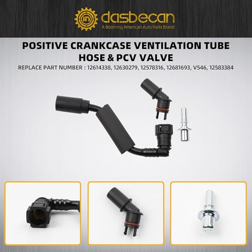 Dasbecan Positive Crankcase Ventilation Valve Tube Hose and PCV Valve Fitting Adapter Connector Kit Compatible with Chevy Traverse Buick Enclave GMC Acadia 2012-2017 Replaces# 12648138 12583384