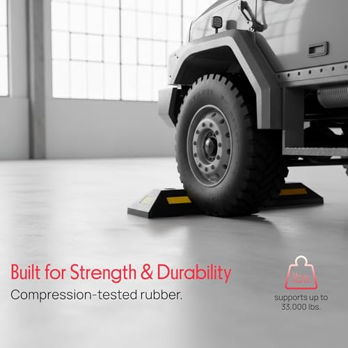 Pyle Curb Garage Vehicle Floor Stopper for Parking Safety 1PC Heavy Duty Rubber Parking Lot Driveway Stopper, For Car Vans Trucks Tire Wheel Guide Block Protect Bumper- Pyle PCRSTP11