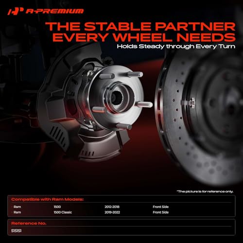 A-Premium 2 x Front Wheel Bearing and Hub Assembly with ABS & 5-Lug Compatible with Ram 1500 2012-2018, 1500 Classic 2019-2022