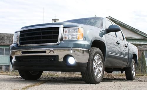 iJDMTOY OEM-Spec Clear Lens Fog Light Assemblies with Xenon White LED Bulbs Upgrade Compatible With GMC 2007-2013 Sierra 1500 2500 3500