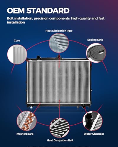 KAX CU2951 Engine Cooling Radiator, Compatible with 2007-2016 Patriot, 2007-2016 Compass, 2008-2014 Avenger, 2011-2014 200, 2007-2012 Caliber, 2007-2010 Sebring