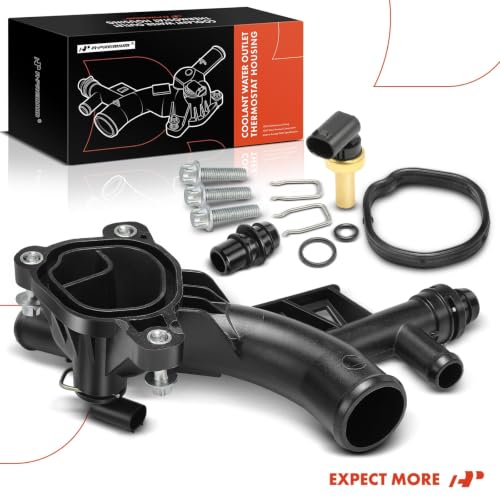 A-Premium Engine Coolant Thermostat Housing Water Outlet w/Sensor Compatible with Buick, Chevy Vehicles - 1.4L Only - Cruze 11-15, Sonic 12-20, Trax 13-20, Encore 13-20 - Replaces 25193922