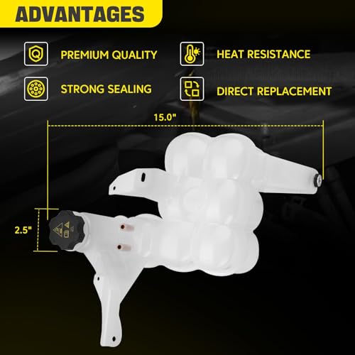 603-839 Coolant Reservoir Tank with Sensor & Cap Compatible with 2013-2018 Ram 2500 3500 4500 5500 L6 6.7L Engine Replaces# 68166475AC 68096261AA 68166475AB