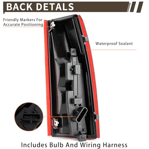 Tail Light Assembly Compatible With Chevy GMC C/K Truck 1988-1998, 1995-2000 Tahoe, 1992-2000 Yukon, 1992-1999 Suburban, 1992-1994 Blazer, w/Circuit Board, Driver and Passenger Side Rear Brake Lamps