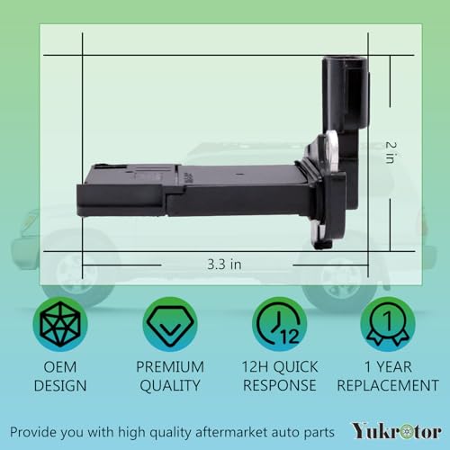 Yukrotor Mass Air Flow Sensor MAF Sensor 22204-75030 Compatible with Toyota 4Runner Corolla Land Cruiser Prius Sequoia Tacoma Tundra Lexus GX460 GX470 Replaces OE# 22204-0F030
