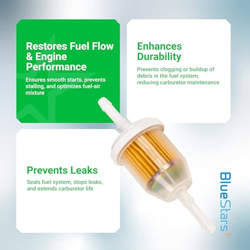 BlueStars AM116304 Fuel Filter 25 050 22-S - For 1/4 and 5/16 Fuel Line Kohler 25-050-03-S 25-050-08-S John Deere GY20709 Gravely 21541500 - Replaces 71-5960 120-436 38666 149-2206-01 - Pack of 10
