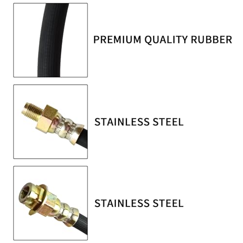 MuRealy Premium 18-Inch Rubber Brake Hose - Flexible Brake Line, 3/8"-24 External Thread to 3/8"-24 Internal Thread, High Strength and Easy to Install Hydraulic Hose