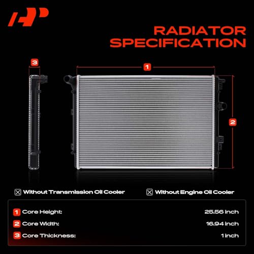 A-Premium Engine Coolant Radiator Assembly Compatible with Volkswagen VW Tiguan 2009-2017, For Tiguan Limited 2018, L4 1.4L 2.0L