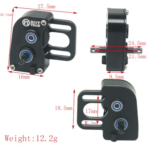 Hot Team Hobby Aluminum DIY Gear Box Gearbox Transmission for SCX24 RC Parts Upgrade Parts (Black)