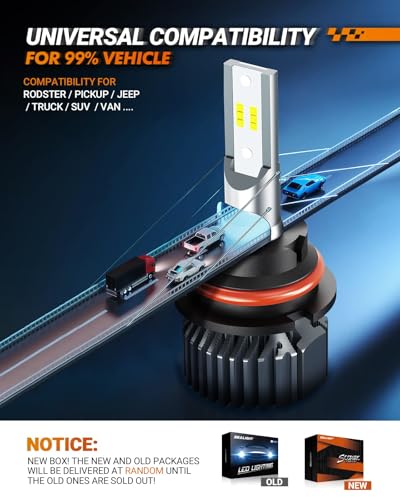 9004 LED Bulbs 64000LM 6500K Cool White, 3 Min Plug N Play, Smart Temperature IC Driver Fanless Design, Canbus Ready Error Free, 10yrs Long Lifespan, HB1 Fog Light Bulbs, Pack of 2