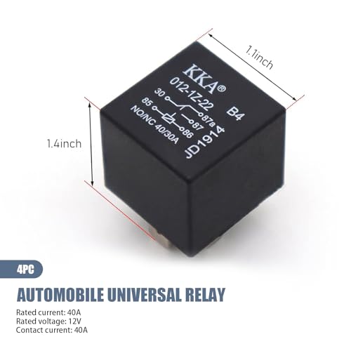 cerfioo Pack-4 Car 5 Pin Socket Relay, 12V 40A Waterproof Conversion Start DC Wiring Harness Modification Flame Retardant and Stable Relays, Universal Boat Motor Replacement (Black), CERJDQ374BL-4PC