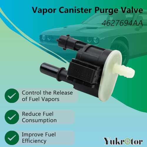 Yukrotor Vapor Canister Purge Valve 4627694AA Compatible with 2013-2024 Chrysler 300 Dodge Challenger Charger Durango Jeep Grand Cherokee Wrangler Ram 1500/2500/3500 Replaces OE# 911-410