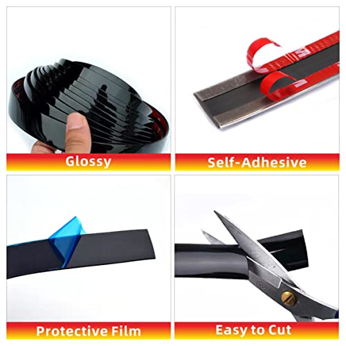 Glossy Black Car Exterior and Interior Molding Trim Universal Bumper Window Door Body Side and Household Furniture Surfaces Decorative Strip Scratch-Proof (Width: 5/16inch (8mm), Length: 8Ft)