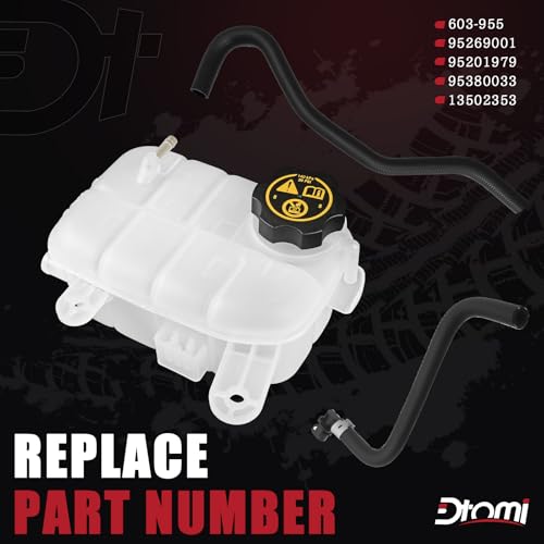 Engine Coolant Reservoir Tank With Cap, Air Bleed Hose & Heater Hose Compatible With Buick Chevy Vehicle 2013-2021 Encore 1.4L Trax 1.4L 1.8L Replaces# 603-955, 95269001, 42638619, 96968691, 96968694