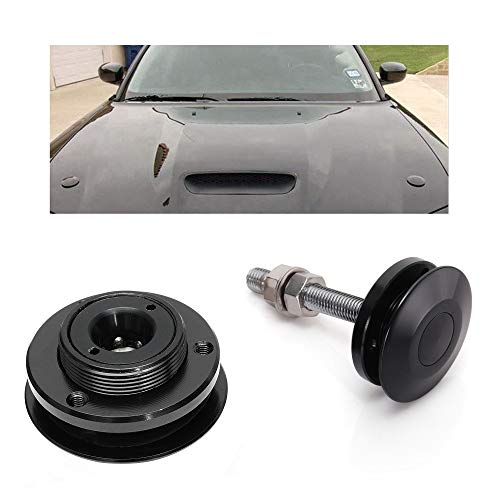 ANJOSHI 2 Pack Quick Release Latch Universal 2.44in/62mm Diameter Aluminum Alloy Push Button Hood Pins Lock Clip Kit for Auto Car (Black Pro)