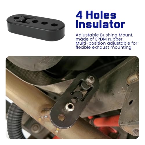 VOURTM 16PCS Rubber Exhaust Hanger Kit with 2 Hole & 4 Hole, Heavy Duty Exhaust Insulator Mounts, 0.47" Hole Diameter, 90° 7.6" & Straight 10" Muffler Hanger Rod Set for Automotive Replacement