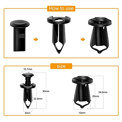 GOOACC GRC-70 35PCS Engine Under Cover Splash Shield Guard Body Bolts Bumper Fender Liner Push Retainer Fastener Rivet Clips , black