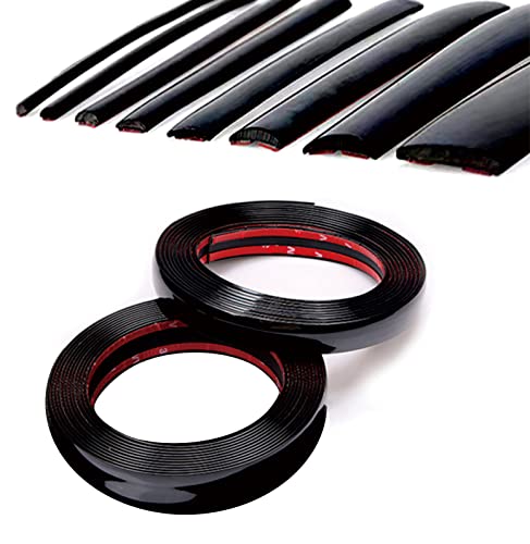 16Ft Glossy Black Automotive Car Exterior and Interior Molding Trim Universal Bumper Window Door Body Side Decorative Strip Scratch-Proof (1 inch (25mm))