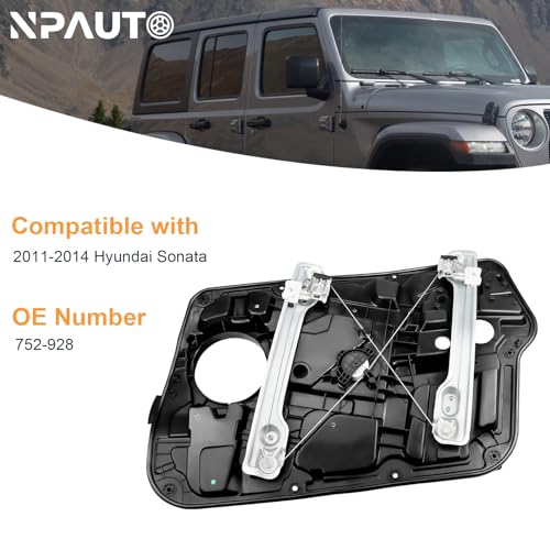 Front Driver Side Power Window Regulator Without Motor with Panel Replacement for 2011 2012 2013 2014 Hyundai Sonata, Left, 752-928