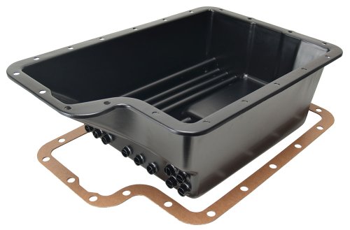 Derale 14208 Transmission Pan, Cooling, Deep Sump, Flat, 6.313 in Deep, Adds 7.938 qt Capacity, Steel, Black Paint, 4R100 / E4OD / 5R110 / 5R110W, Each