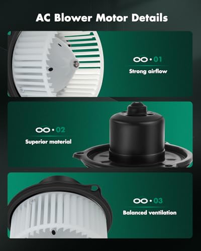 SCITOO HVAC Heater Blower Motor with Fan Cage Front 700010 For Dodge For Ram 1500,For Dodge For Ram 2500,For Dodge For Ram 3500,For Dodge For Ram 4000,For Jeep For Grand Cherokee