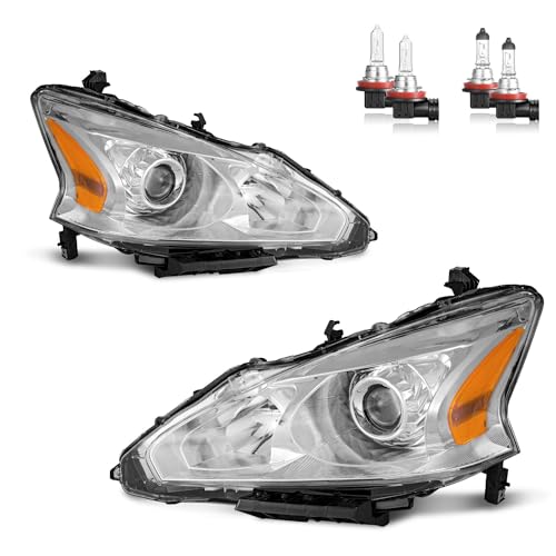 KarSpareHub Headlights W/Bulbs for 2013 2014 2015 Nissan Altima 4-Door Sedan Headlamp Replacement Driver & Passenger Side (DOES NOT FIT XENON/HID)