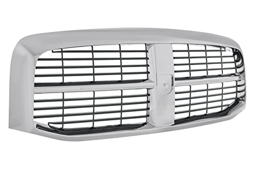 EzMech Front Grille Assembly Compatible With Dodge Ram 1500 Grill 2006-2008 / Ram 2500 Grill 2006-2009 / Ram 3500 Grill 2006 2007 2008 2009 With Chrome Frame Shell With Black Insert