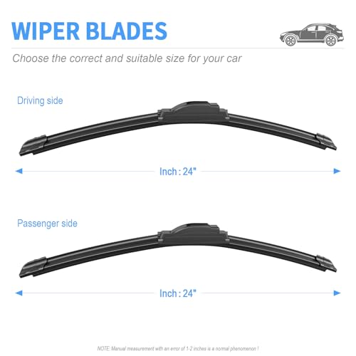 Gavimnal® 24"+24" Silicone Wiper Blades Replacement For Dodge Ram 1500 2002-2008 Ram 2500 2003-2008 Ram 3500 2003-2008 Ram 1500 2019-2025,All-Season Front Windshield Wiper Blades(Set of 2)