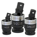LEXIVON Impact Universal Joint - Patented SLIM Design | 3-Piece 1/2", 3/8", and 1/4" Socket Swivel Set | Chrome-Molybdenum Steel Full Impact Grade (LX-113-S)