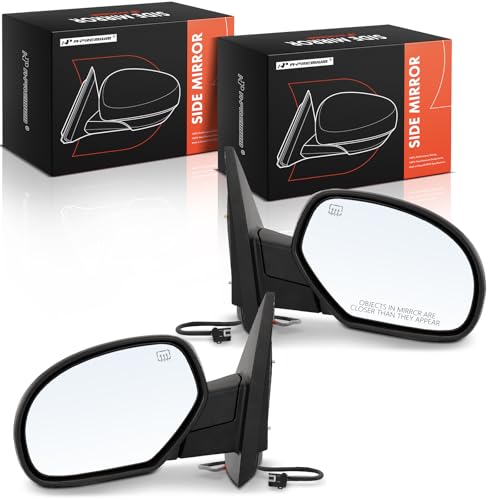 A-Premium Pair (2) Side View Mirror - Compatible with Chevy & GMC -Silverado 1500 2500 3500 HD, Avalanche, Suburban, Tahoe, Sierra, Yukon - Power Heated Manual Folding Driver and Passenger Side Mirror