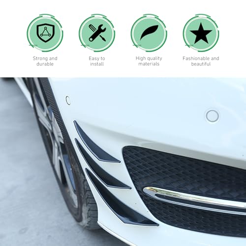 WZP 6 PCS Car Spoiler Canards Kit, Self-Adhesive Auto Front Bumper Lip Spoilers, Body Anti-Scratch Splitter Decoration, Universal Car Exterior Accessories for SUV, Sedan, Truck (Glossy Black)