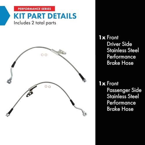 TRQ Front Performance Brake Hose Set Compatible with 1988-1999 Chevrolet C1500 1992-1999 C1500 Suburban 1988-1998 C2500 1992-1996 C2500 Suburban 1995-2000 Tahoe GMC Yukon