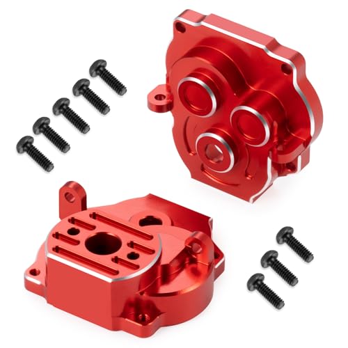 RCLIONS Aluminum Transmission Housing Gearbox Case for TRX4M 1/18th RC Crawler Car Upgrade Parts Accessories (Red)