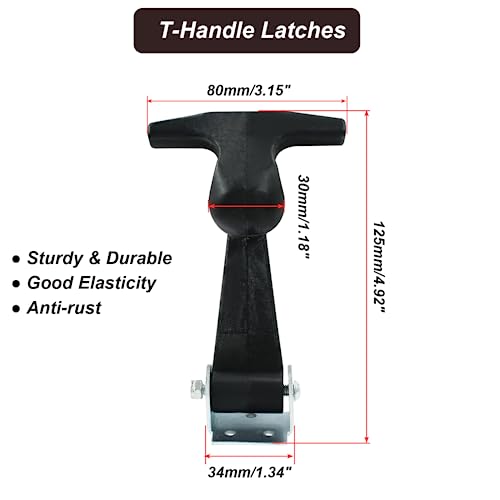 Biaungdo 2 Pcs Rubber Flexible Hood Catch, Black T-Handle Draw Latches