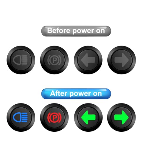 TIANWIDJEW 12V LED Indicator Small Light Waterproof, 1/2"(12mm) Panel Cutout 12V 24V Metal LED Indicator with 22AWG 150MM Wire - High Beam, Single Arrow Left/Right, Parking Indicat-or, 4PCS