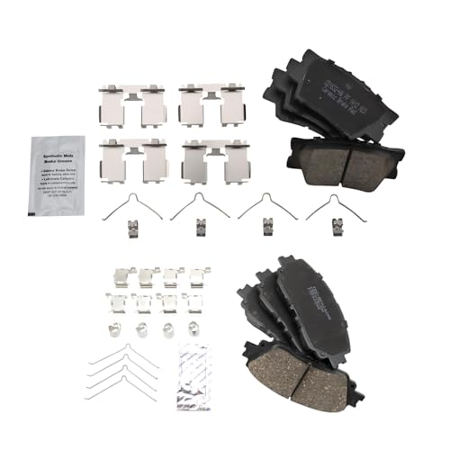 TRQ Front and Rear Brake Pad Set Ceramic Hardware for Toyota