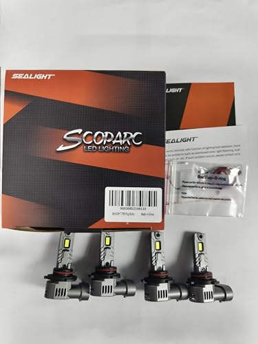 SEALIGHT S2S 9005/HB3 9006/HB4 Light Bulbs Combo, 140,000LM Super Brighter, 6500K Pure White 9005 9006 Fog Bulbs, with Cooling Fan 70K+ Hours Lifespan, 4-Pack