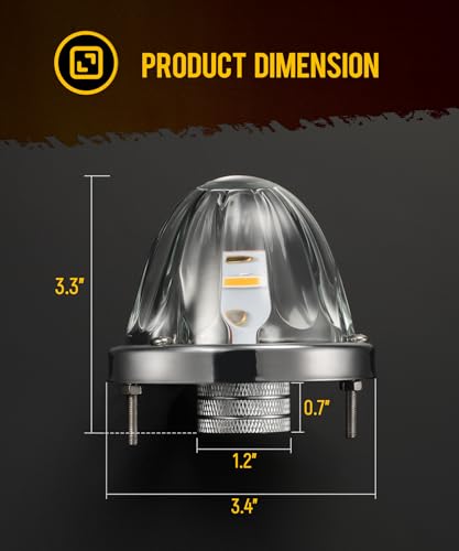 Partsam 2Pcs Glass Watermelon Lights [Patented] Clear Lens Amber LED Side Marker Turn Signal Lights with Bezel Replacement for Kenworth Peterbilt Freightliner Trucks