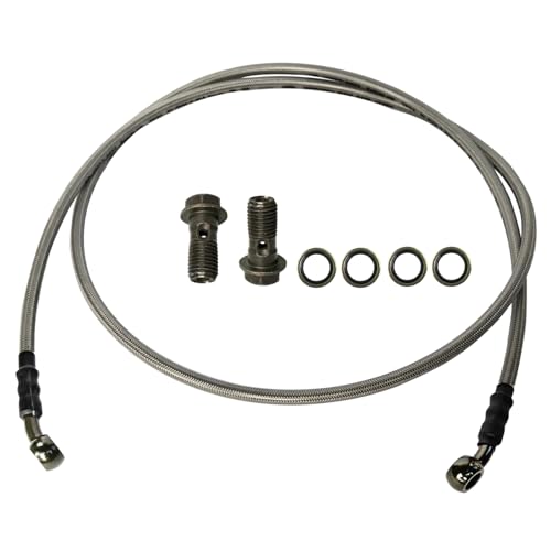 Vanlison 82" / 210CM Braided Hydraulic Brake Hose Line with 2 Banjo Nuts Universal Brake Line Compatible with GY6 Kazuma Sunl Taotao Roketa Jonway Scooter Moped Dirt Bike Go Kart ATV 10MM Banjo Ends