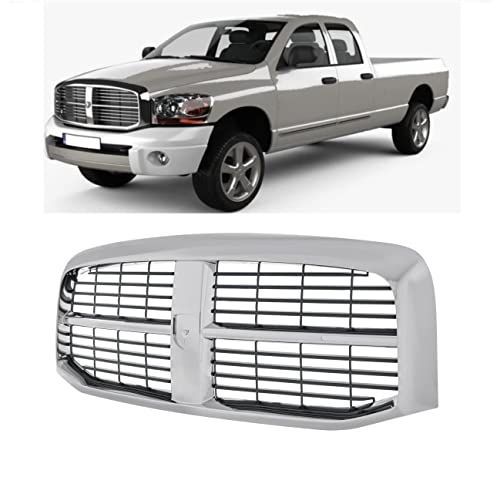 EzMech Front Grille Assembly Compatible With Dodge Ram 1500 Grill 2006-2008 / Ram 2500 Grill 2006-2009 / Ram 3500 Grill 2006 2007 2008 2009 With Chrome Frame Shell With Black Insert