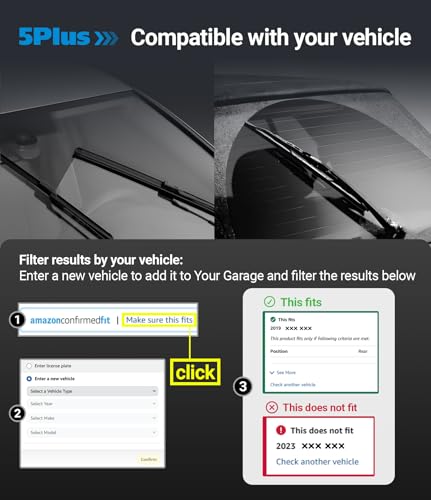 5 PLUS Custom-Fit Wipers fits 2013-2020 Ford Fusion Wiper Blades